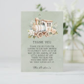 Sage Dusty Blue Train Baby shower Dank u kaarten (Staand voorkant)