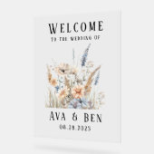 Sage Dusty Blue Wildflowers Huwelijk Welkomstbord Acryl Bord (Hoek)