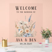 Sage Dusty Blue Wildflowers Huwelijk Welkomstbord Acryl Bord (Huwelijk)