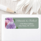 Sage Dusty Pink Paarse Elegant Floral Wedding Etiket (Insitu)