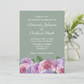 Sage Dusty Pink Paarse Floral Wedding Kaart (Staand voorkant)