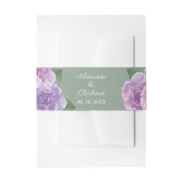 Sage Dusty Pink Paarse Waterverf Floral Wedding Uitnodigingen Wikkel