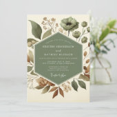 Sage Earthen Bloom Bruiloft Kaart (Staand voorkant)