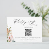 Sage, Earthy Blooms QR Code Rsvp Online Weddenscha Informatiekaartje (Staand voorkant)
