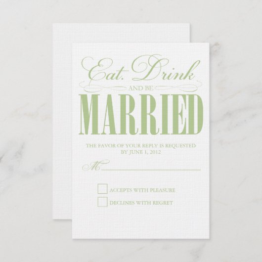 Sage Eat, Drink & getrouwd zijn | Response Kaart (Voorkant / Achterkant)