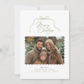 Sage Eenvoudige Boog Gescalpeerde Foto Kerst Kaart (Voorkant)