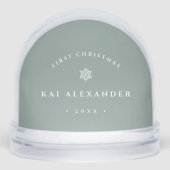 Sage | Eenvoudige klassieke baby's eerste kerstfot Sneeuwbol (Voorkant)