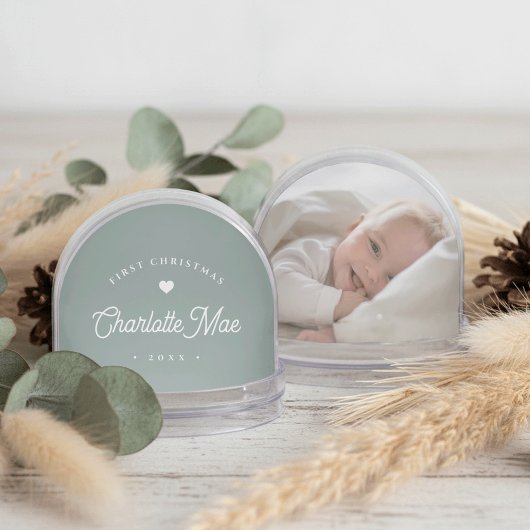 Sage | Eenvoudige & zoete eerste kerst Baby foto Sneeuwbol