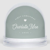 Sage | Eenvoudige & zoete eerste kerst Baby foto Sneeuwbol (Voorkant)