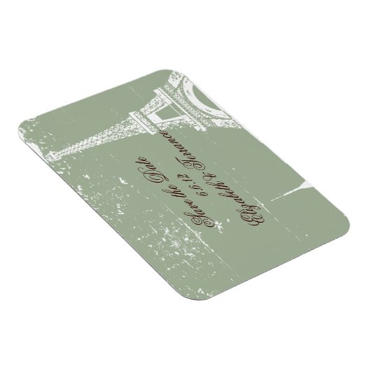 Sage Eiffel Tower Save the Date Wedding Magnets Magneet (Rechterzijde)