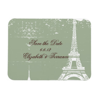 Sage Eiffel Tower Save the Date Wedding Magnets Magneet