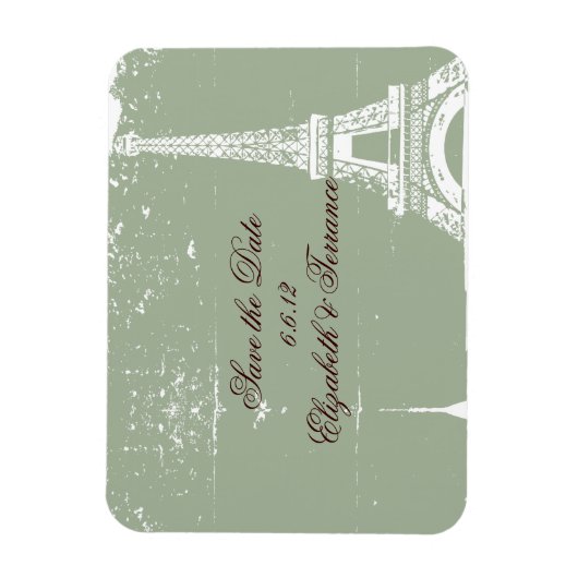 Sage Eiffel Tower Save the Date Wedding Magnets Magneet (Verticaal)