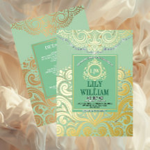 Sage Elegant Artdeco Diamond Monogram Bruiloftsgou