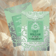 Sage Elegant Artdeco Diamond Monogram Huwelijk