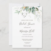 Sage Elegant Eucalyptus Bridal Shower Invitation Kaart (Voorkant)