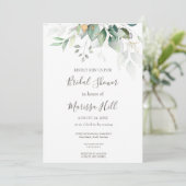 Sage Elegant Eucalyptus Bridal Shower Invitation Kaart (Staand voorkant)