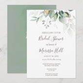 Sage Elegant Eucalyptus Bridal Shower Invitation Kaart (Voorkant / Achterkant)
