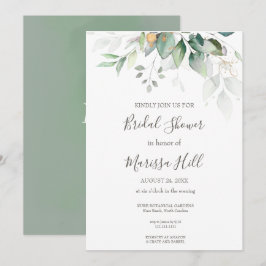 Sage Elegant Eucalyptus Bridal Shower Invitation Kaart