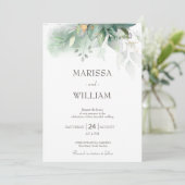 Sage Elegant Eucalyptus Weddenschap Kaart (Staand voorkant)