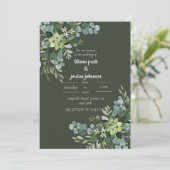 Sage Elegant Greenery WEDDING Kaart (Staand voorkant)