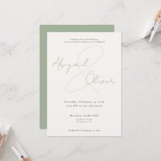 Sage Elegant & Minimal | Modern & Simple Wedding Kaart