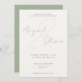Sage Elegant & Minimal | Modern & Simple Wedding Kaart (Voorkant / Achterkant)