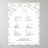 Sage Elegant Toile Seating Chart Poster (Voorkant)