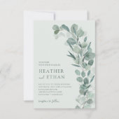 Sage Elegante Moderne Eucalyptus Groen Bruiloft Kaart (Voorkant)