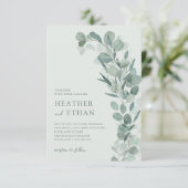 Sage Elegante Moderne Eucalyptus Groen Bruiloft Kaart (Staand voorkant)