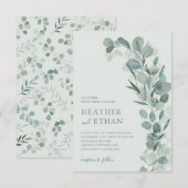 Sage Elegante Moderne Eucalyptus Groen Bruiloft Kaart (Voorkant / Achterkant)