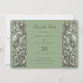 Sage Elegantie Art Nouveau Save the Date Kaart (Voorkant)