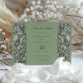 Sage Elegantie Art Nouveau Save the Date Kaart