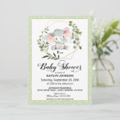 Sage Elephant Modern Baby shower Kaart (Staand voorkant)