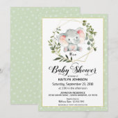 Sage Elephant Modern Baby shower Kaart (Voorkant / Achterkant)