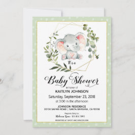Sage Elephant Modern Baby shower Kaart