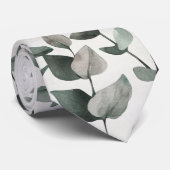 Sage & Emerald Green Eucalyptus Weddenschap Stropdas (Opgerold)