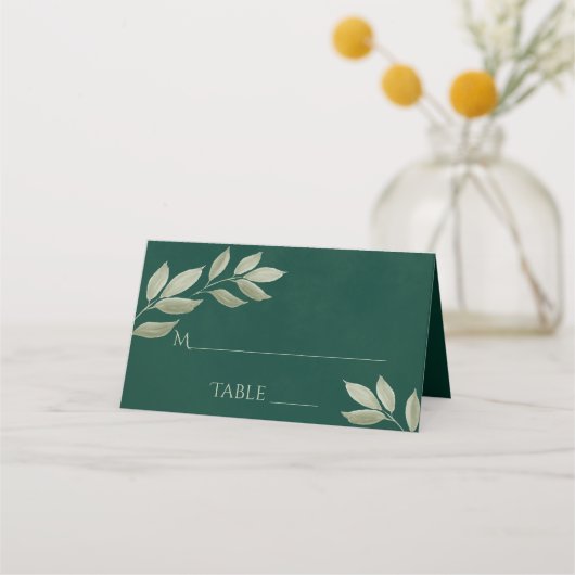Sage & Emerald Leaves Elegant Wedding Write-In Plaatskaartje (Voorkant)