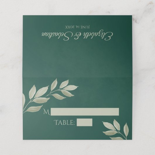 Sage & Emerald Leaves Wedding Write Boxes Plaatskaartje (Buitenkant ongevouwen)
