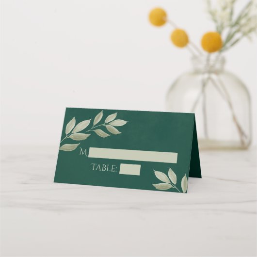 Sage & Emerald Leaves Wedding Write Boxes Plaatskaartje (Voorkant)