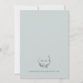 Sage Emerald Monogram Krans Trouwen Kaart (Achterkant)