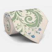 Sage en Blue Organic Leafy Paisley Swirls Stropdas (Opgerold)