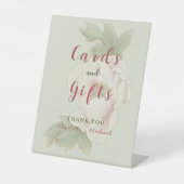 Sage en Blush Pink Floral Kaarten en cadeautjes Reclamebord Met Voetstuk (Voorkant)