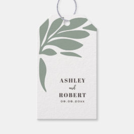 Sage en Blush Tropisch Abstract Bloem Bruiloft Cadeaulabel