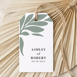 Sage en Blush Tropisch Abstract Bloem Bruiloft Cadeaulabel