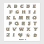 Sage en Bronze Capital Letters Alphabet Monogram Sticker (Vel)