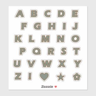 Sage en Bronze Capital Letters Alphabet Monogram Sticker