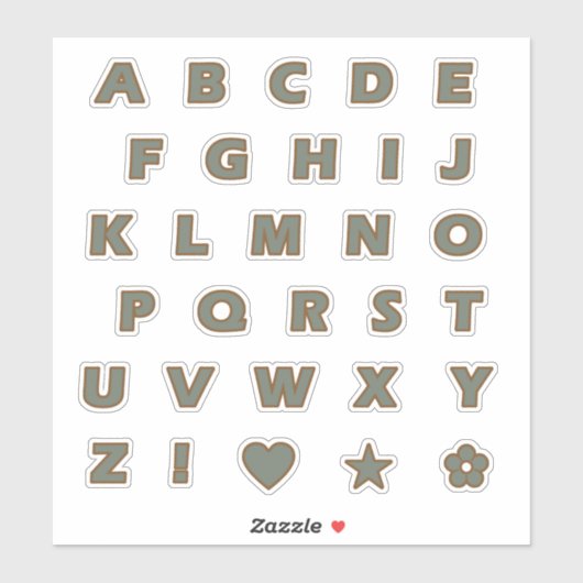 Sage en Bronze Capital Letters Alphabet Monogram Sticker (Vel)