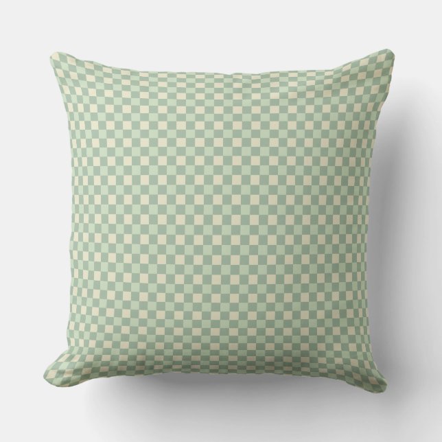 Sage- en Cream Check Pillow 20x20 Kussen (Voorkant)