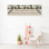 Sage- en Cream-Rozen Vertraagde bruiloft Spandoek (Insitu)