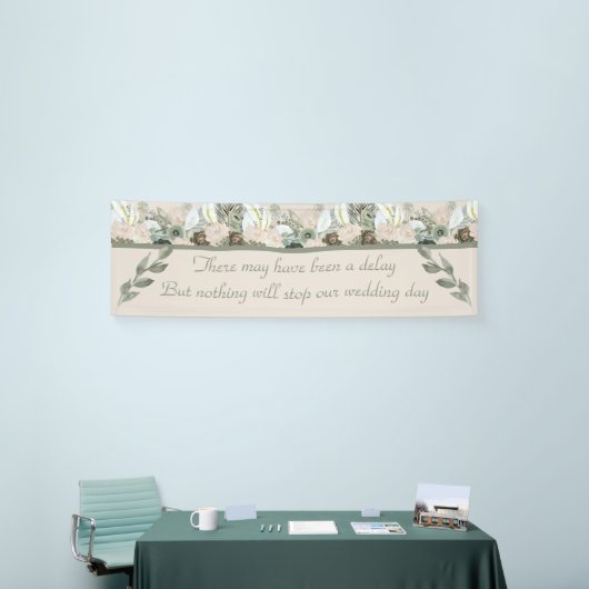 Sage- en Cream-Rozen Vertraagde bruiloft Spandoek (Beurs)